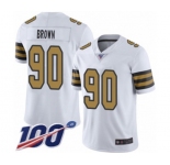 Youth New Orleans Saints #90 Malcom Brown Limited White Rush Vapor Untouchable 100th Season Football Jersey