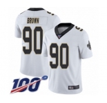 Youth New Orleans Saints #90 Malcom Brown White Vapor Untouchable Limited Player 100th Season Football Jersey