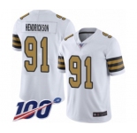 Youth New Orleans Saints #91 Trey Hendrickson Limited White Rush Vapor Untouchable 100th Season Football Jersey