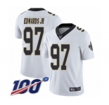 Youth New Orleans Saints #97 Mario Edwards Jr White Vapor Untouchable Limited Player 100th Season Football Jersey