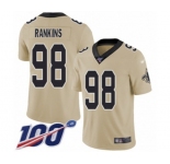 Youth New Orleans Saints #98 Sheldon Rankins Limited Gold Inverted Legend 100th Season Football Jersey