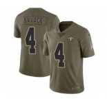 Youth Nike New Orleans Saints #4 Tom Savage Limited Olive 2017 Salute to Service NFL Jersey