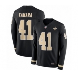 Youth Nike New Orleans Saints #41 Alvin Kamara Limited Black Therma Long Sleeve NFL Jersey
