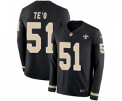 Youth Nike New Orleans Saints #51 Manti Te'o Limited Black Therma Long Sleeve NFL Jersey