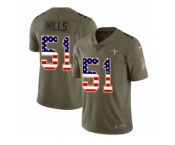 Youth Nike New Orleans Saints #51 Sam Mills Limited Olive USA Flag 2017 Salute to Service NFL Jersey