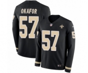 Youth Nike New Orleans Saints #57 Alex Okafor Limited Black Therma Long Sleeve NFL Jersey
