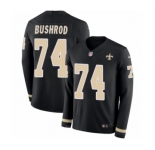 Youth Nike New Orleans Saints #74 Jermon Bushrod Limited Black Therma Long Sleeve NFL Jersey