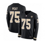 Youth Nike New Orleans Saints #75 Andrus Peat Limited Black Therma Long Sleeve NFL Jersey