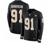 Youth Nike New Orleans Saints #91 Trey Hendrickson Limited Black Therma Long Sleeve NFL Jersey