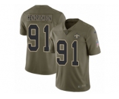 Youth Nike New Orleans Saints #91 Trey Hendrickson Limited Olive 2017 Salute to Service NFL Jersey