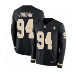 Youth Nike New Orleans Saints #94 Cameron Jordan Limited Black Therma Long Sleeve NFL Jersey