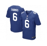 Men's Nike New York Giants #6 Logan Thomas Elite Royal Blue Team Color NFL Jersey