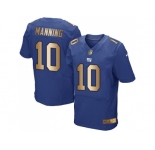 Nike New York Giants #10 Eli Manning Royal Blue Team Color Men's Stitched NFL Elite Gold Jersey