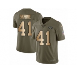 Men Nike New York Jets #41 Buster Skrine Limited Olive Gold 2017 Salute to Service NFL Jersey