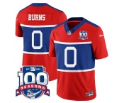 Men's New York Giants #0 Brian Burns Century Red 100TH Season Commemorative Patch Limited Football Stitched Jersey