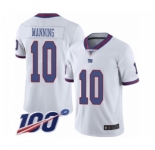 Men's New York Giants #10 Eli Manning Limited White Rush Vapor Untouchable 100th Season Football Jersey