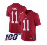 Men's New York Giants #11 Phil Simms Red Limited Red Inverted Legend 100th Season Football Jersey