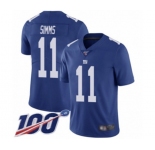 Men's New York Giants #11 Phil Simms Royal Blue Team Color Vapor Untouchable Limited Player 100th Season Football Jersey