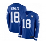 Men's New York Giants #18 Bennie Fowler Limited Royal Blue Therma Long Sleeve Football Jersey