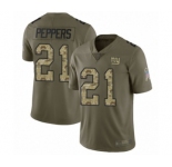 Men's New York Giants #21 Jabrill Peppers Limited Olive Camo 2017 Salute to Service Football Jersey
