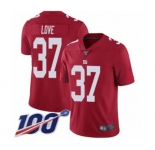 Men's New York Giants #37 Julian Love Red Limited Red Inverted Legend 100th Season Football Jersey