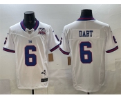 Men's New York Giants #6 Jaxson Dart White 2025 Draft F.U.S.E. 100th Season & State Patch Vapor Limited Stitched Football Jersey