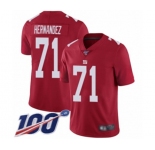 Men's New York Giants #71 Will Hernandez Red Limited Red Inverted Legend 100th Season Football Jersey