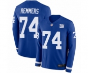 Men's New York Giants #74 Mike Remmers Limited Royal Blue Therma Long Sleeve Football Jersey