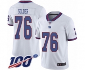Men's New York Giants #76 Nate Solder Limited White Rush Vapor Untouchable 100th Season Football Jersey