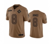 Men's New York Giants #8 Daniel Jones 2023 Brown Salute To Service Limited Football Stitched Jersey
