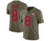 Men's New York Giants #8 Daniel Jones Limited Olive 2017 Salute to Service Football Jersey