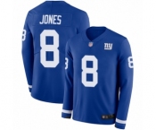 Men's New York Giants #8 Daniel Jones Limited Royal Blue Therma Long Sleeve Football Jersey