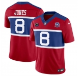 Men's New York Giants #8 Daniel Jones Red 2024 F.U.S.E. Alternate With 4-Star C Patch 100TH Season Patch Vapor Untouchable Limited Stitched Jersey