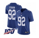 Men's New York Giants #92 Michael Strahan Royal Blue Team Color Vapor Untouchable Limited Player 100th Season Football Jersey