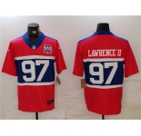Men's New York Giants #97 Dexter Lawrence II Century Red 100TH Season Commemorative Patch Limited Football Stitched Jersey