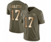 Men's Nike New York Giants #17 Kyle Lauletta Limited Olive Gold 2017 Salute to Service NFL Jersey