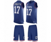Men's Nike New York Giants #17 Kyle Lauletta Limited Royal Blue Tank Top Suit NFL Jersey