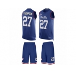 Men's Nike New York Giants #27 Darian Thompson Limited Royal Blue Tank Top Suit NFL Jersey