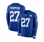 Men's Nike New York Giants #27 Darian Thompson Limited Royal Blue Therma Long Sleeve NFL Jersey