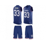 Men's Nike New York Giants #33 Andrew Adams Limited Royal Blue Tank Top Suit NFL Jersey