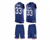 Men's Nike New York Giants #33 Andrew Adams Limited Royal Blue Tank Top Suit NFL Jersey