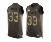 Men's Nike New York Giants #33 Bobby Rainey Limited Green Salute to Service Tank Top NFL Jersey