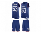 Men's Nike New York Giants #53 Harry Carson Limited Royal Blue Tank Top Suit NFL Jersey
