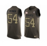 Men's Nike New York Giants #54 Olivier Vernon Limited Green Salute to Service Tank Top NFL Jersey