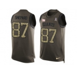 Men's Nike New York Giants #87 Sterling Shepard Limited Green Salute to Service Tank Top NFL Jersey