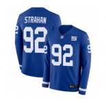 Men's Nike New York Giants #92 Michael Strahan Limited Royal Blue Therma Long Sleeve NFL Jersey
