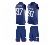 Men's Nike New York Giants #97 Devin Taylor Limited Royal Blue Tank Top Suit NFL Jersey