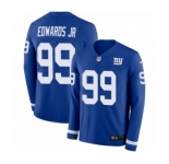 Men's Nike New York Giants #99 Mario Edwards Jr Limited Royal Blue Therma Long Sleeve NFL Jersey