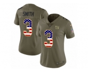 Women Nike New York Giants #3 Geno Smith Limited Olive USA Flag 2017 Salute to Service NFL Jersey