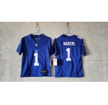 Women's New York Giants #1 Malik Nabers Blue F.U.S.E. Vapor Limited Stitched Jersey
